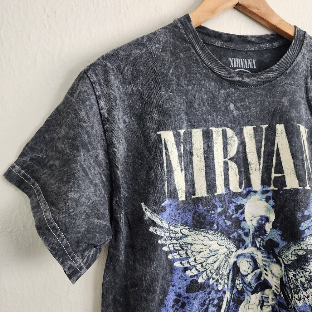 Nirvana Official Graphic T-Shirt Black Acid Wash Tie Dye Band Tee Medium NEW - Picture 2 of 8